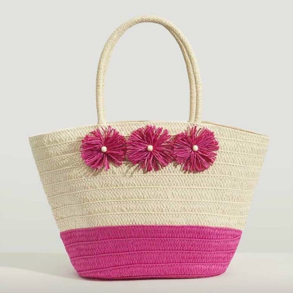 BRAND NEW Pink Flower Detail Beach Tote 👜 🌸